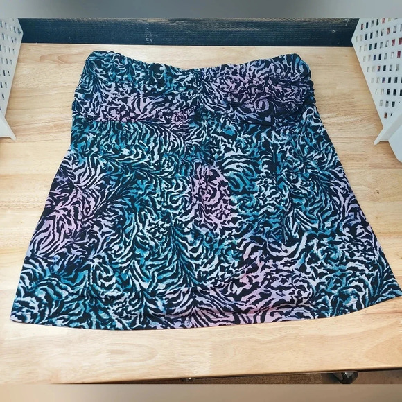 Torrid purple & blue Tiger Pattern tube top Swim top 90s Y2K Retro - Picture 2 of 6